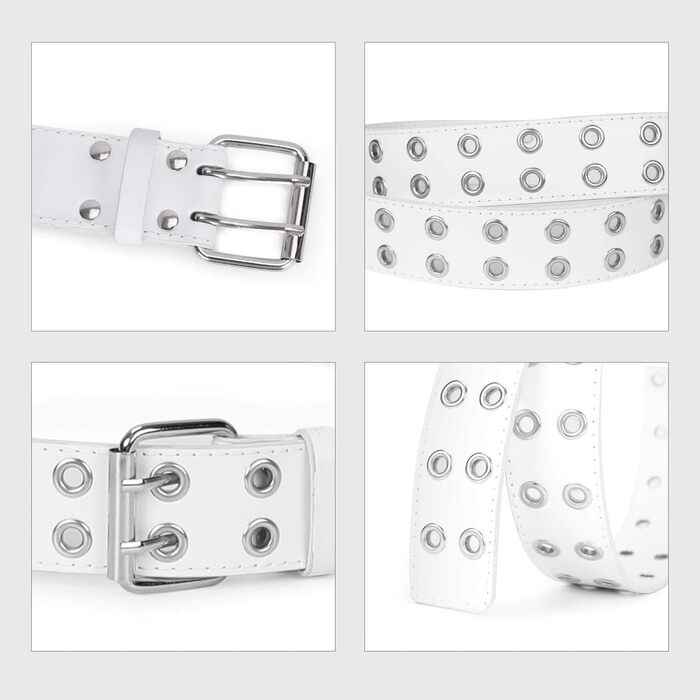 Ремень JasGood Punk унісекс, подвійні отвори, стиль косплей, хіп-хоп, рок, готика, чорно-білий, 105 см