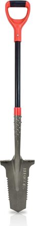 Садова лопата Red Tools Power Head з кореневою пилкою, 115 см, міцне лезо для кам'янистих і твердих ґрунтів, із підпорою для ноги та м'якою ручкою (сіра)