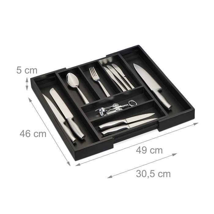 Relaxdays Extendable Bamboo Cutlery Box