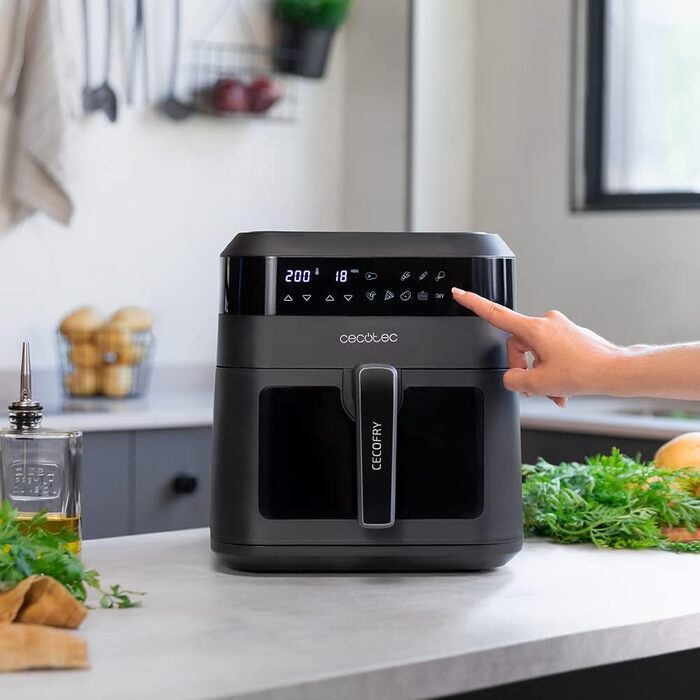 Cecotec 6L Hot Air Fryer Cecofry Experience Window 6000. 1300 W, PerfectCook Technology, adjustable temperature, window, touch control panel, 9 modes, timer, black | Window