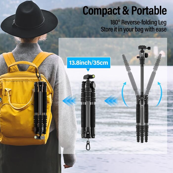 Штатив SIRUI AM-5C Carbon з кульковою головкою, 140 см, вантажопідйомність 10 кг