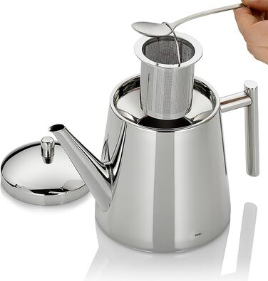 Kela Teapot with infuser, stainless steel teapot 1.7 l ANCONA, teapot for loose leaf tea and tea bags, tea maker, silver