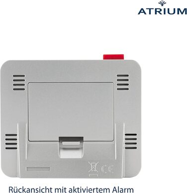 Atrium Funk-Wecker digital Silber with sensor-controlled night light, top-side snooze button, date and temperature display A760-19