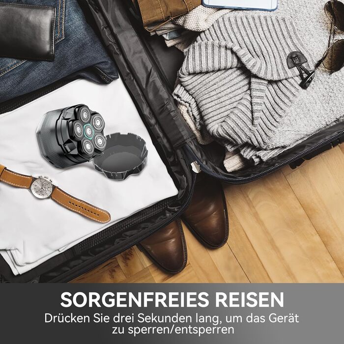 Електричний голєвачка для гоління голови чоловіча, вологостійка, USB-C, акумулятор 160 хвилин, легка очистка