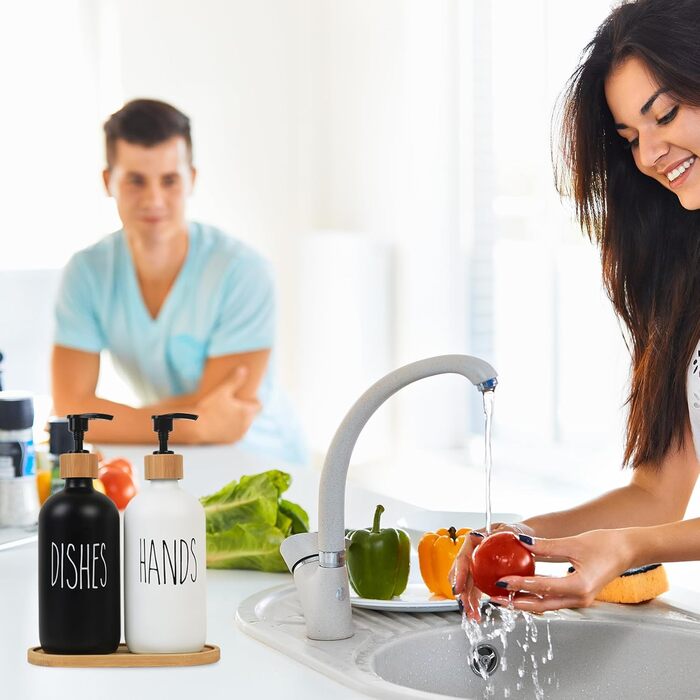 4 флакони для шампуню, мила та гелю для душу, 500 мл, багаторазові, з дозатором, для шампуню, кондиціонера, гелю для душу, наклейки (Boston-lotion)