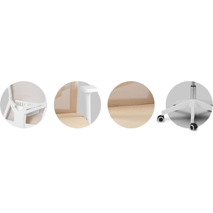 Офісний стіл Rotar - ергономічне крісло для офісу з регулюванням висоти, зручне та практичне, з дихаючою тканиною, стабільна конструкція, 67 x 65 x 125 см, колір бежевий