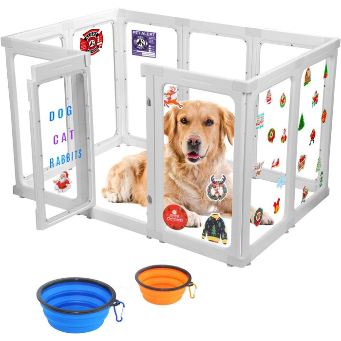 Льотний загін для цуценят у приміщенні: стабільний прозорий акрил, 10 панелей, 76,2 см, легка збірка, універсальний для собак, котів, кроликів