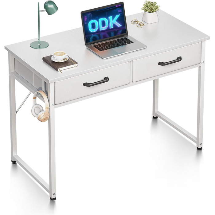 Комп'ютерний стіл ODK з 2 шухлядами, 100x40x78.7 см, білий