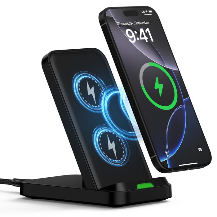 Бездротовий зарядний пристрій 15W: сумісний з Google Pixel, Samsung Galaxy, iPhone. Підставка для швидкої зарядки (V027)