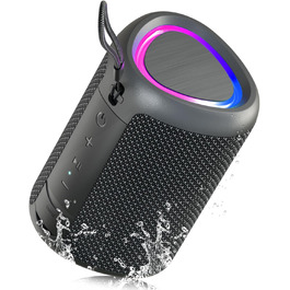 Портативна Bluetooth колонка UOHHBOE з RGB підсвічуванням, 15W, TWS, водонепроникна IPX5, AUX, TF картка, 15 годин роботи