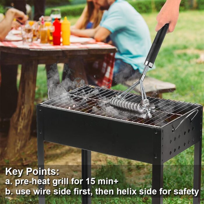 Щітка для гриля GRILLART без щетини, комбінована з дротом, безпечна та ефективна щітка для очищення гриля 43,2 см, для газових, порцелянових та Charbroil-решіток – аксесуар для гриля