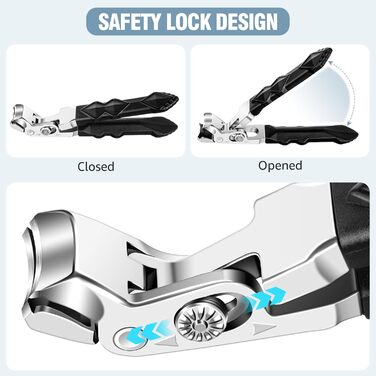 Кусачки для нігтів для літніх людей з товстими нігтями, кутовий наголовок, широкі кусачки для великих пальців ніг, широке захплення, кусачки для товстих пальців ніг, гострі кусачки для чоловіків/жінок (чорні кусачки для нігтів)