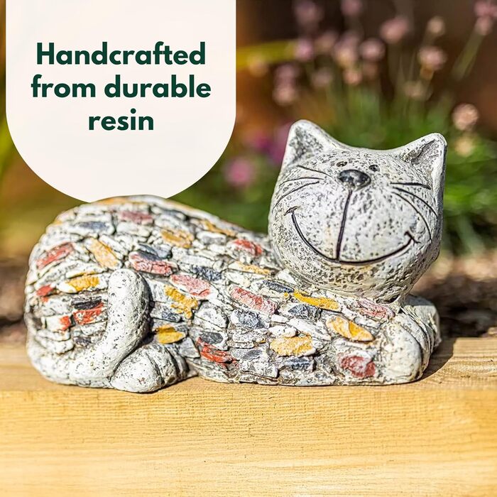 Garden Mile Unique Outdoor Garden Figure Made of Artificial Resin, Cat Statue with Traditional Stone Effect, Weatherproof and Eye-Catching, Garden Sculptures and Statues for Pond, Terrace and…