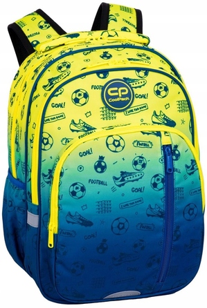 Багатокамерний шкільний рюкзак CoolPack, синій з жовтими та золотистими відтінками, 27 л