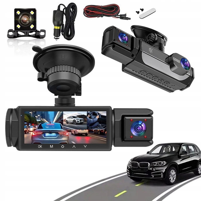 Автомобільний відеореєстратор 2в1 (передній та задній) Full HD з LCD-дисплеєм