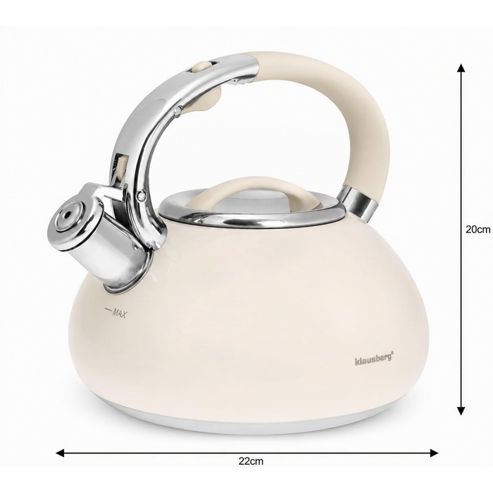 Чайник емальований Klausberg KB7107 Creme 2.5л для плити, нержавіюча сталь