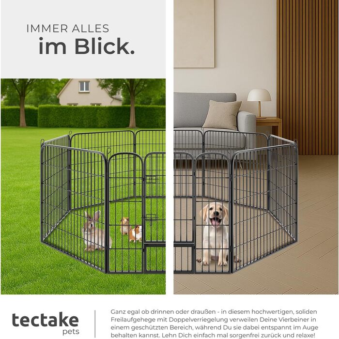 Тектейк вольєр для цуценят, 60 см, 8 граней, чорний - 402502