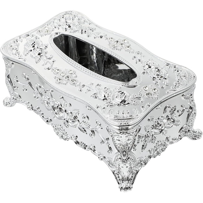 WINOMO 1 Pcs Tissue Box, Tissue Box, Pocket Tissue Box, Retro Tissue Box, Cosmetic Tissue Box, Wet Wipe Box, Tissue Box Dispenser for Office, Kitchen, Living Room, Bedroom, Desk, Silver 1