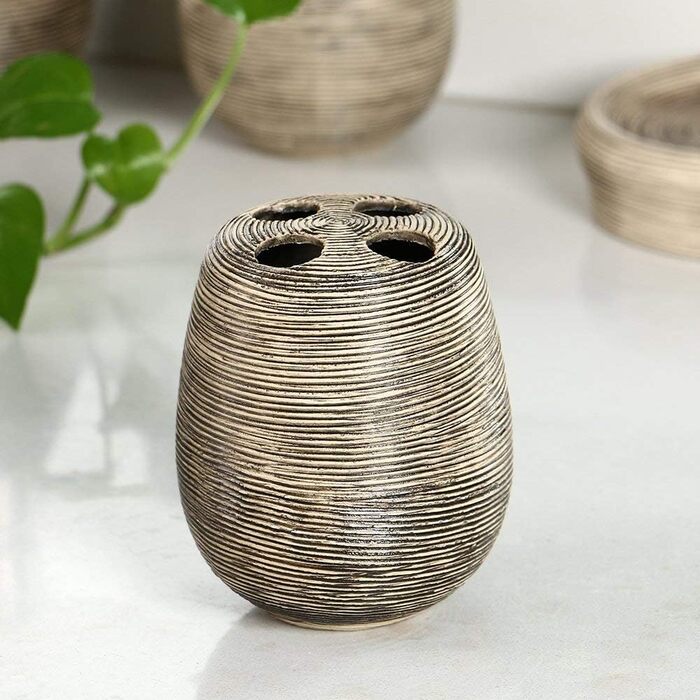 Набір для ванної кімнати з кераміки, 4 шт: дозатор для мила, мильниця, тримач для зубних щіток, стакан для зубної пасти, чорний, Middle