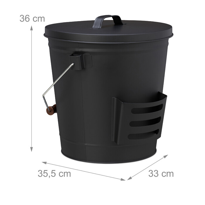 Relaxdays Ash Bucket with Lid & Broom Set