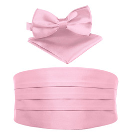 Комплект підтяжок та краватки-метелика з нагрудною хусткою для смокінга, рожевий – 3 шт.