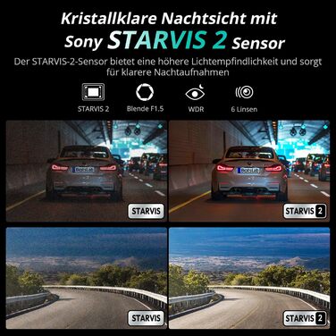 Автомобільний відеореєстратор BOTSLAB G300H Plus 4K Dual-Channel (передня та задня камери), сенсор STARVIS 2, WDR, GPS, 5GHz Wi-Fi, голосове керування, карта пам'яті 64GB, нічний режим
