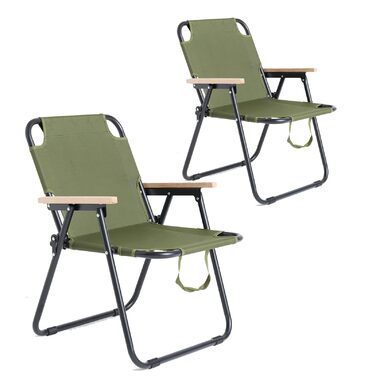 Крісло кемпінгове складне, стілець для риболовлі, камуфляж, 225 кг, Oxford, для саду, пікніка, подорожей (Зелений)