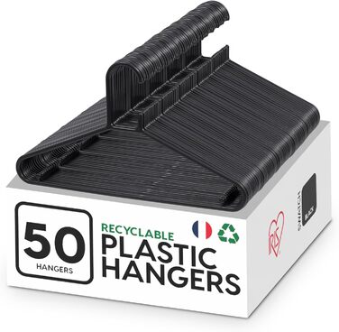 Набір з 30 шт. вішалок для одягу Iris Ohyama, чорні, 39 см, пластик