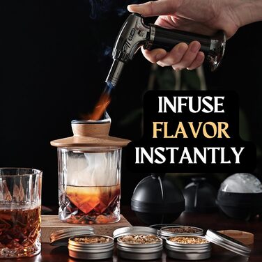 Набір для копчення коктейлів та віскі: Smoker Kit з лампою, формочками для льоду та стружкою деревини