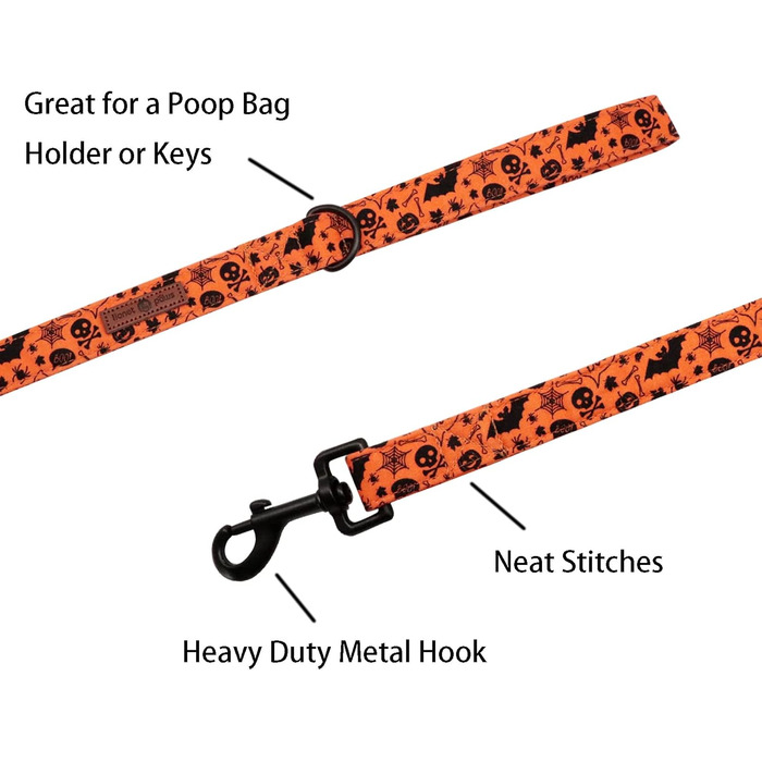 Елегантний нашийник для собак Lionet Paws з краваткою, бавовняний, з металевим затвором, розмір 40-66 см, XS (1 шт.), для Хелловіну