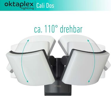 Oktaplex Cali Dos Outdoor Lamp, Swivel/Tiltable, 3000K Warm White, 40W Wall Lamp, IP65 LED Outdoor Steel, White, 230V Outdoor Light (Anthracite)