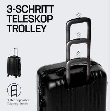 Набір валіз FERGÉ 3 шт. з жорстким корпусом, розширюваний, Toulouse, валіза-тролі, (ручна поклажа, L, XL), валіза з ABS, валіза на 4 колесах, рожевий (ручна поклажа, чорний)