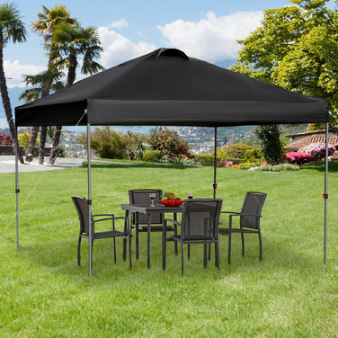 Outsunny Garden Gazebo 2.95x2.95m Folding Gazebo Pop-up with Stakes & Tie-Down Ropes Made of Oxford Fabric UV Protection Black