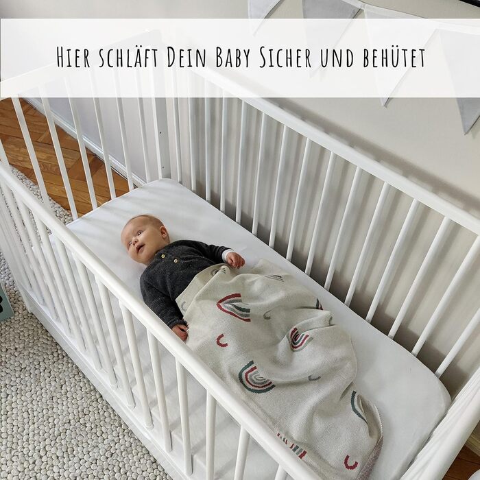 Kids Collective Baby Bed with Drawer, Toddler Bed, Crib, 60x120 cm, Adjustable Height & Removable Slats, Optional with Mattress | White, Very Stable, Made in Europe, 124L x 65W x 87H cm, White with Drawer