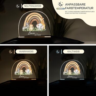 Night light for children with custom names, personalized dimmable night lamp - With a cute animal motif as personalized gifts for children for baptisms, birthdays, Easter & baby gifts