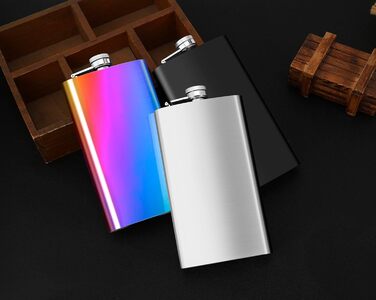 Фляга TANEAXON 12 oz (330 мл) з воронкою та коробкою, нержавіюча сталь, чорна, витокозахисна