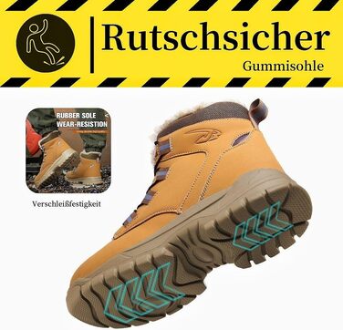 Зимові захисні черевики для чоловіків та жінок. Легкі, з поворотним замикачем, неслизькі, зі сталевим підноском, водонепроникні, теплі, з підкладкою, захисні черевики (38 EU, помаранчевий)