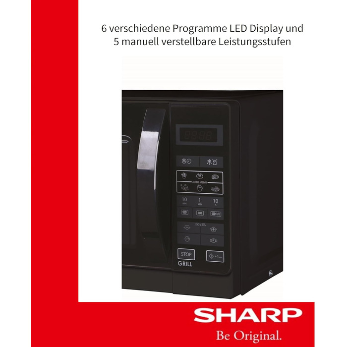 Мікрохвильова піч Sharp R642INW з грилем, чорна: компактна модель з таймером та блокуванням від дітей