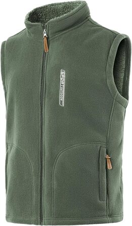 Чоловічий флісовий жилет з коміром-стійкою для активного відпочинку, теплий зимовий жилет з кишенями на блискавці, з підкладкою (Зелений, 3XL)