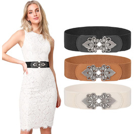 Жіночий еластичний пояс LEACOOLKEY 80 см (34-41 дюймів) - чорний, коричневий, бежевий