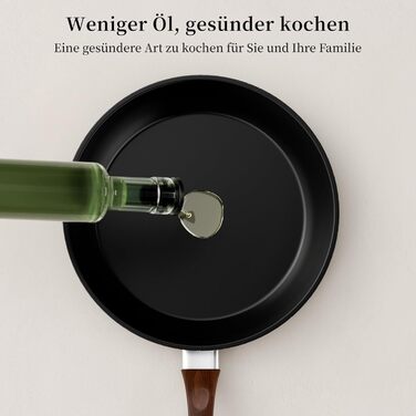 Сковорода Innerwell з антипригарним покриттям 24 см, для індукційних плит, керамічне покриття, професійна якість, для омлетів, гранітна сковорода, можна використовувати в духовці, без PFOA, придатна для миття в посудомийній машині, чорного кольору