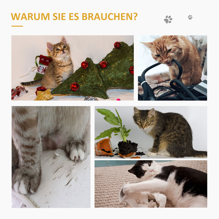 PawHut Комплект з 2 килимків для дряпання котів PawHut, захист для дивану, килимок з сизалю, бежевий+сірий, 130x45x0,3 см, для крісел та диванів | Aosom