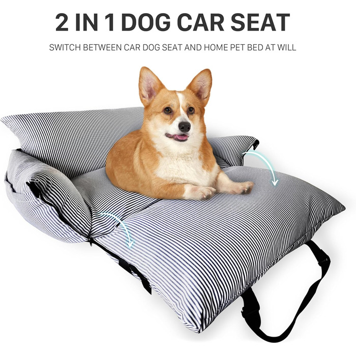 Автокрісло для собак Strusery, до 6 кг, блакитне, знятне та мивне, з антиковзною основою та ременем безпеки