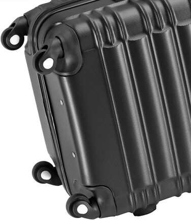 Набір валіз ABS S-M-L-XL з кодовим замком, телескопічною ручкою та 4 колесами, робусний дорожній набір, ручна поклажа (Чорний)
