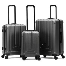 Набір валіз Flight Knight Premium (3 шт): S 55см, M 67см, L 76.5см, ABS-пластик, TSA-замок, USB-порт, 8 коліс, антрацит/чорний