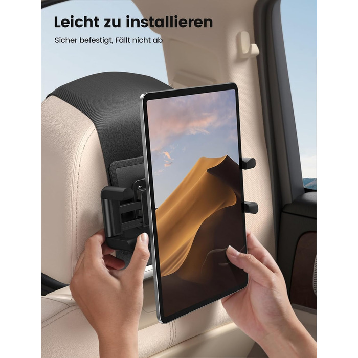 Утримувач для планшету Lamicall у автомобільну підголівник - складний, міцний кріплення для планшету, 360° обертання. Підходить для iPad, Samsung Tab, 6.1-13 дюймів