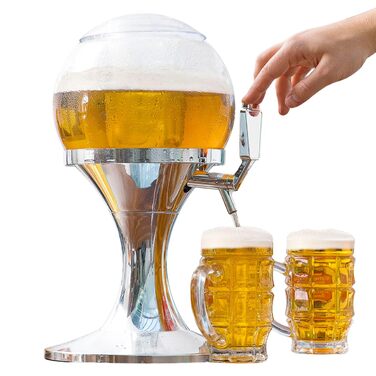 Дозатор для пива InnovaGoods® Bier Ball сірий, 22x41,7x26,5 см, з охолоджуючим елементом, прозорий