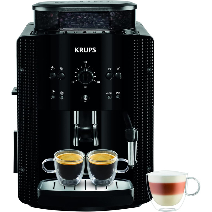 Еспресо-машина Krups YY8125FD з вбудованою кавомолкою та паровою насадкою (15 Bar), чорна