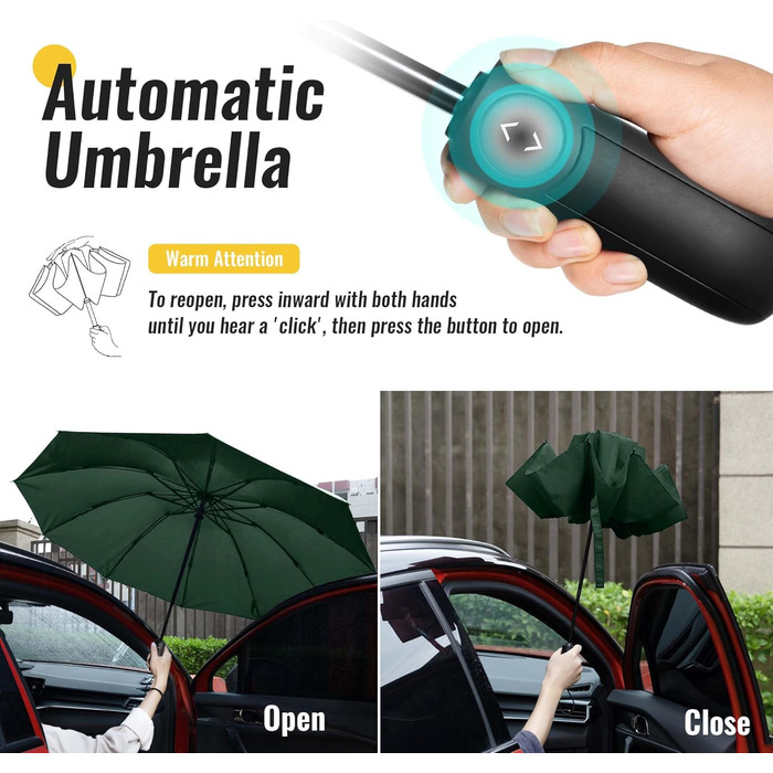 Чоловічий складаний парасоль від дощу Conlun Kompakter – штормостійкий, автоматичний, 127 см, чорний