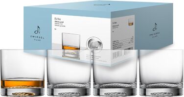 Zwiesel Glas Echo Large Whiskey Glasses (Set of 4), modern tumbler for whiskey, dishwasher-safe Tritan crystal glasses, Made in Germany (Art. No. 123377)